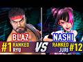 SF6 🤜 BLAZ (#1 Ranked Ryu) vs NASHI (#12 Ranked Juri) 🤛 SF6 High Level Gameplay