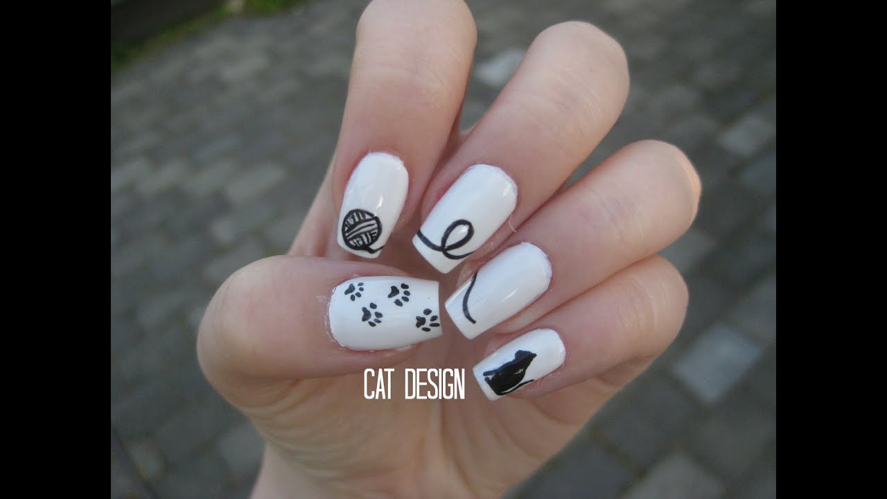 Nail Art Tutorial Cat Design YouTube