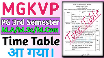 MGKVP PG 3rd Semester Time Table /M.A. M.Sc M.Com. 3rd Semester Time Table