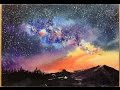 Watercolor starry night sky demonstration