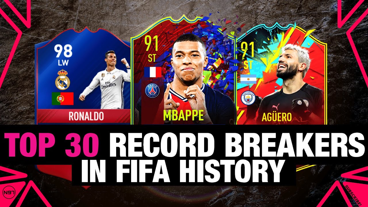 TOP 30 RECORD BREAKERS IN FIFA HISTORY 🔥 | ft. Aguero, Mbappe, Messi, Ronaldo,...