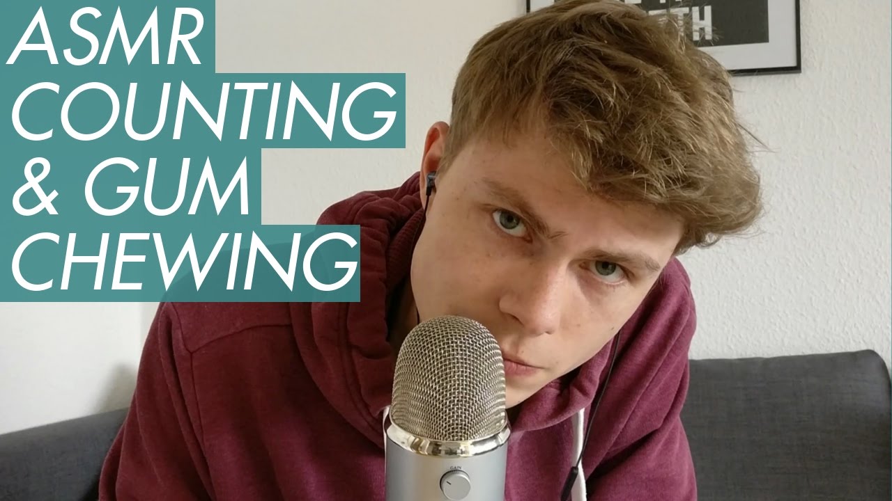 ASMR - Gum Chewing & Counting - Male Whispering & Mouth Sounds