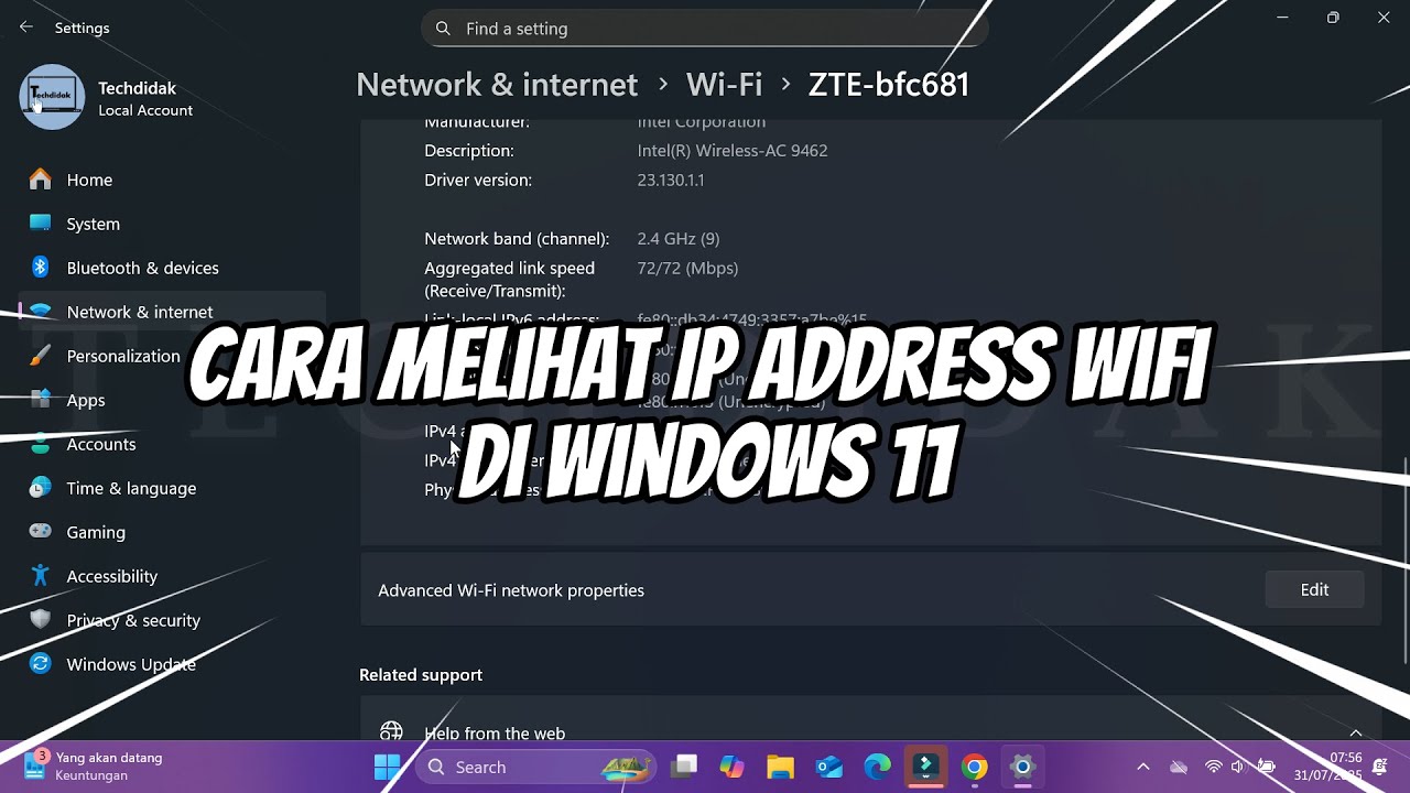 Edswa Cara Melihat IP Address Wifi di Windows 11 - YouTube