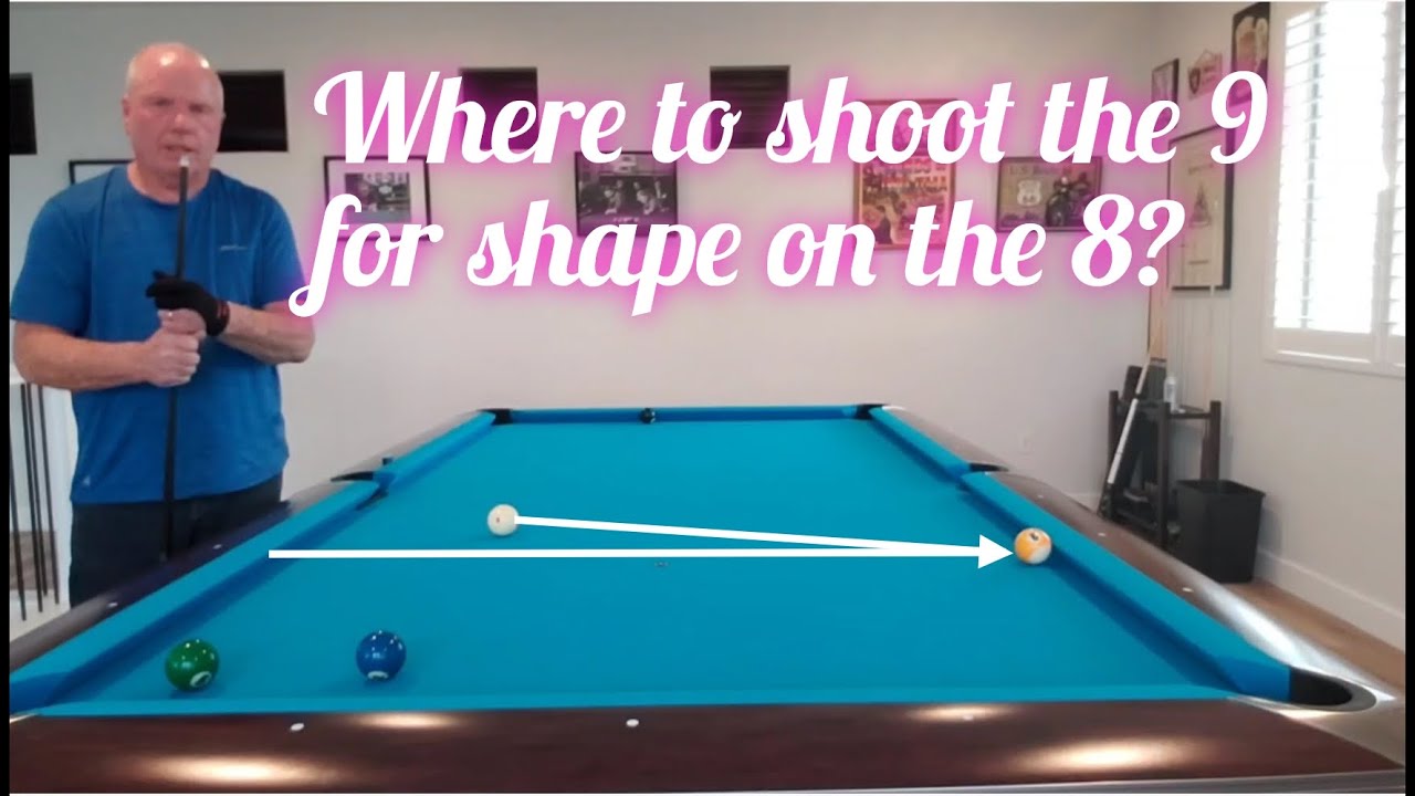 Billiards 8ball challenge Where to shoot the 9 for shape on the 8