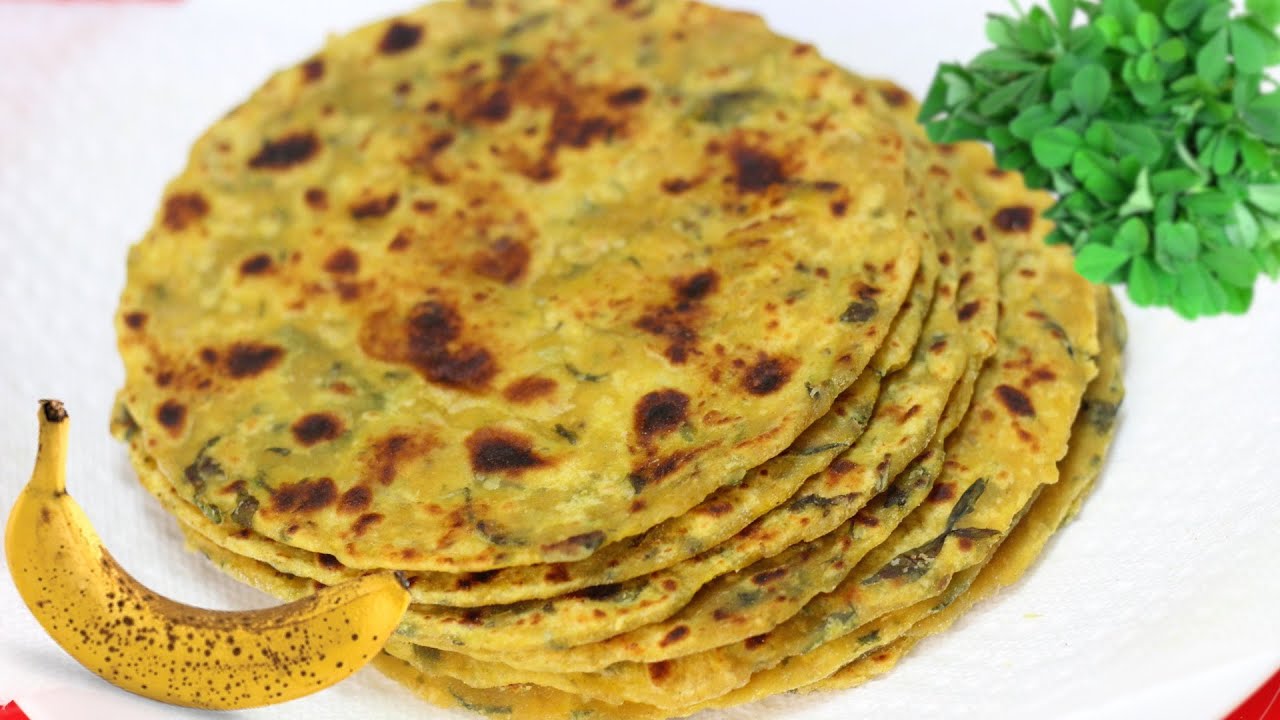 Kela Methi Thepla Roti Bhakri | Over-ripe Bananas Fenugreek Flat Bread Video Recipe | Bhavna