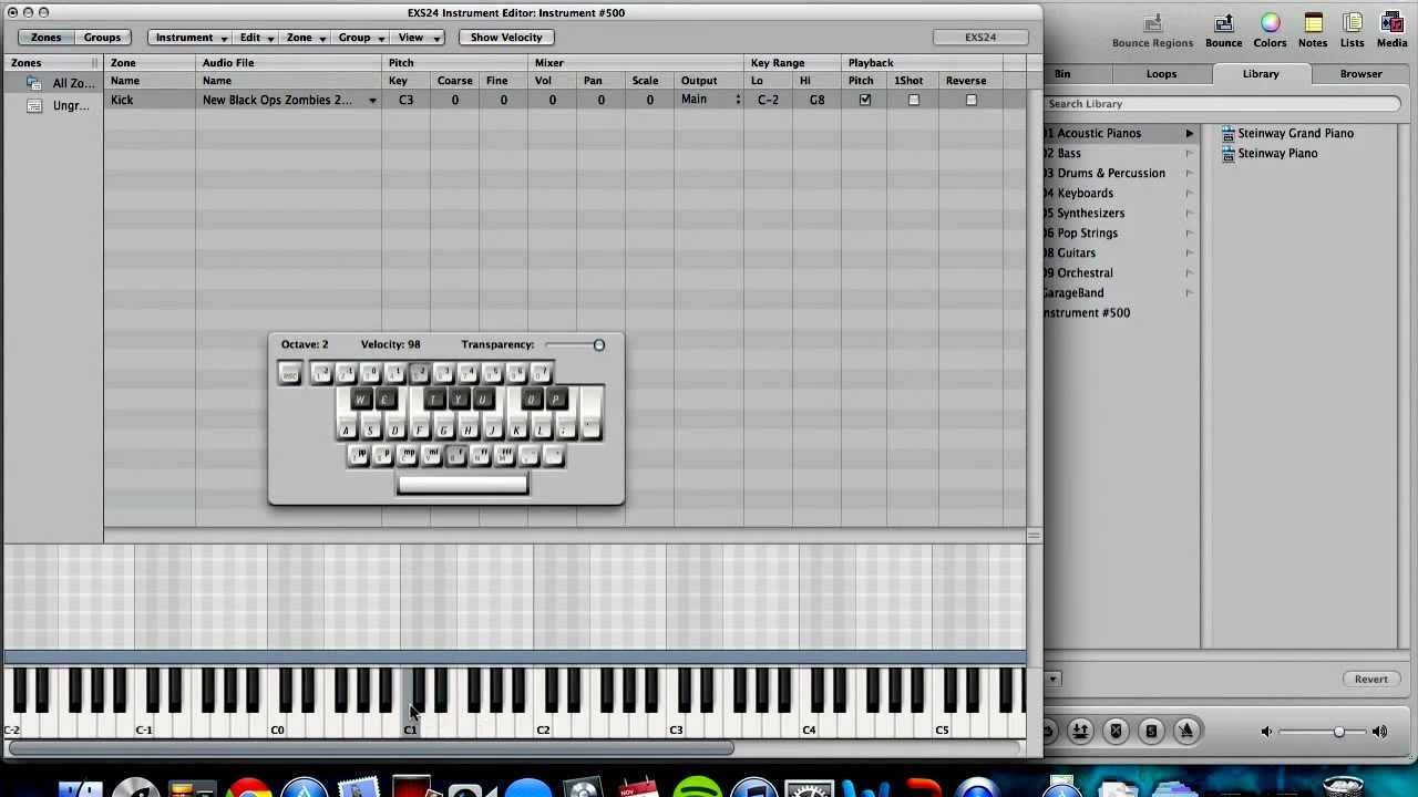 Loading samples into the EXS24 in Logic Pro