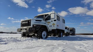 Испытания цепей на колеса в снегу.