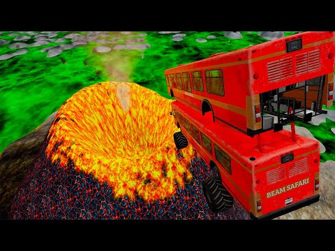 Throwing Cars Into SLIME LAVA VOLCANO - BeamNG.Drive