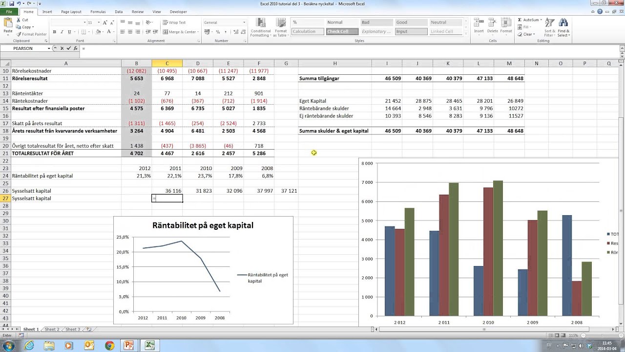 Excel 2010 Tutorial Del 3 Tabeller Och Diagram