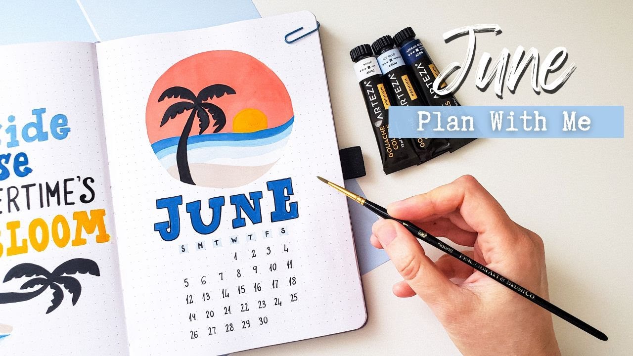 Plan With Me | June 2022 Bullet Journal Setup (🎨 gouache, summer theme)