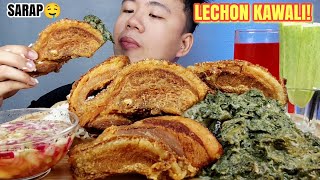 CRISPY LECHON KAWALI WITH LAING MUKBANG | Perfect Combination | Pinoy Mukbang | Mukbang Philippines