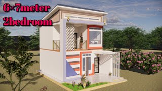 6×7meter. small house interior design 2bedroom architecture tour in home