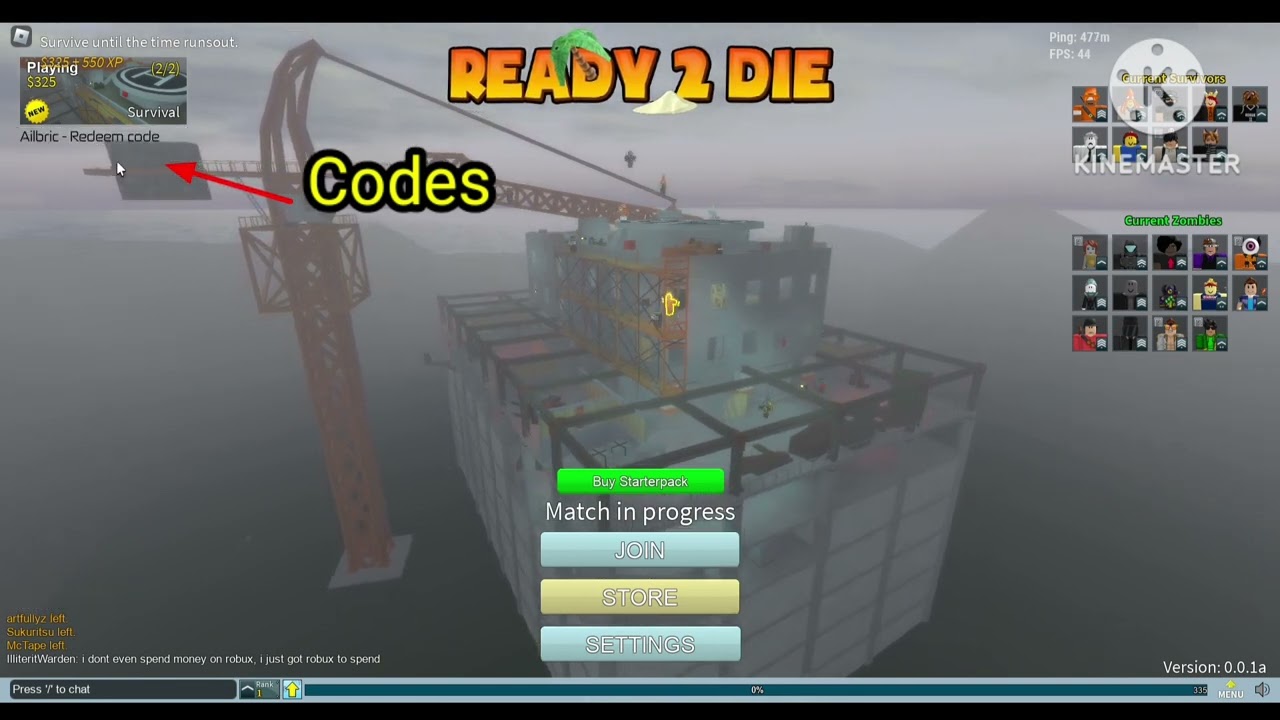 Ready 2 Die codes December 2023