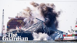 Baltimore bridge controlled explosion: army blows up collapsed section