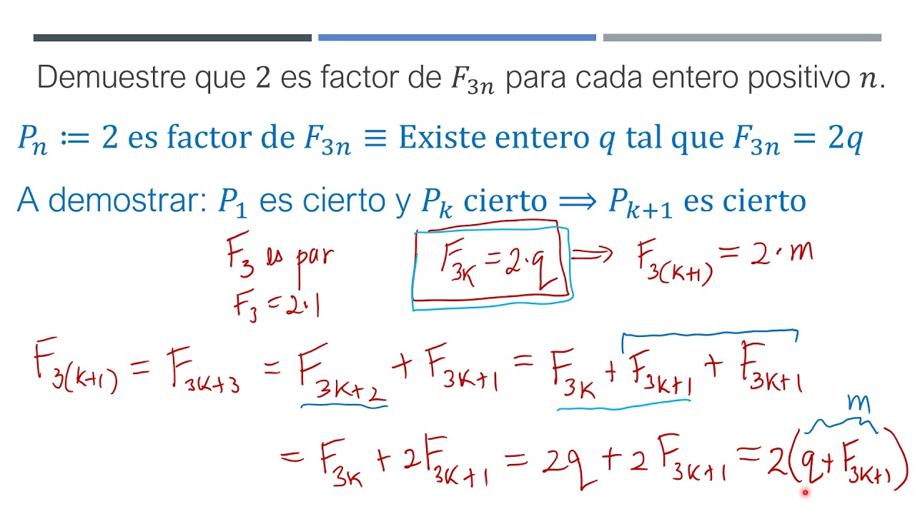 Inducción Matemática (ejemplos sucesión de Fibonacci)