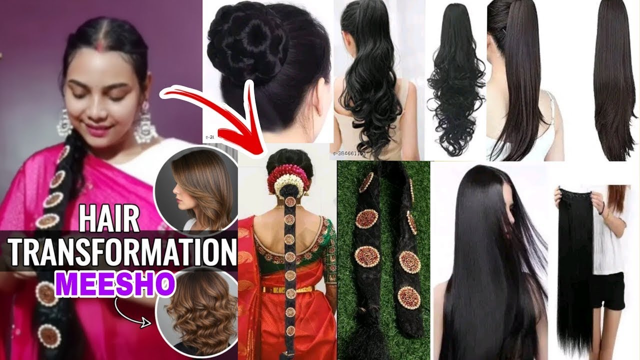 करीब से भी कोई फर्क 🙆नहीं बता सकता असली बाल है या नकली 😧   Huge Hair Extension Haul From Meesho 💁