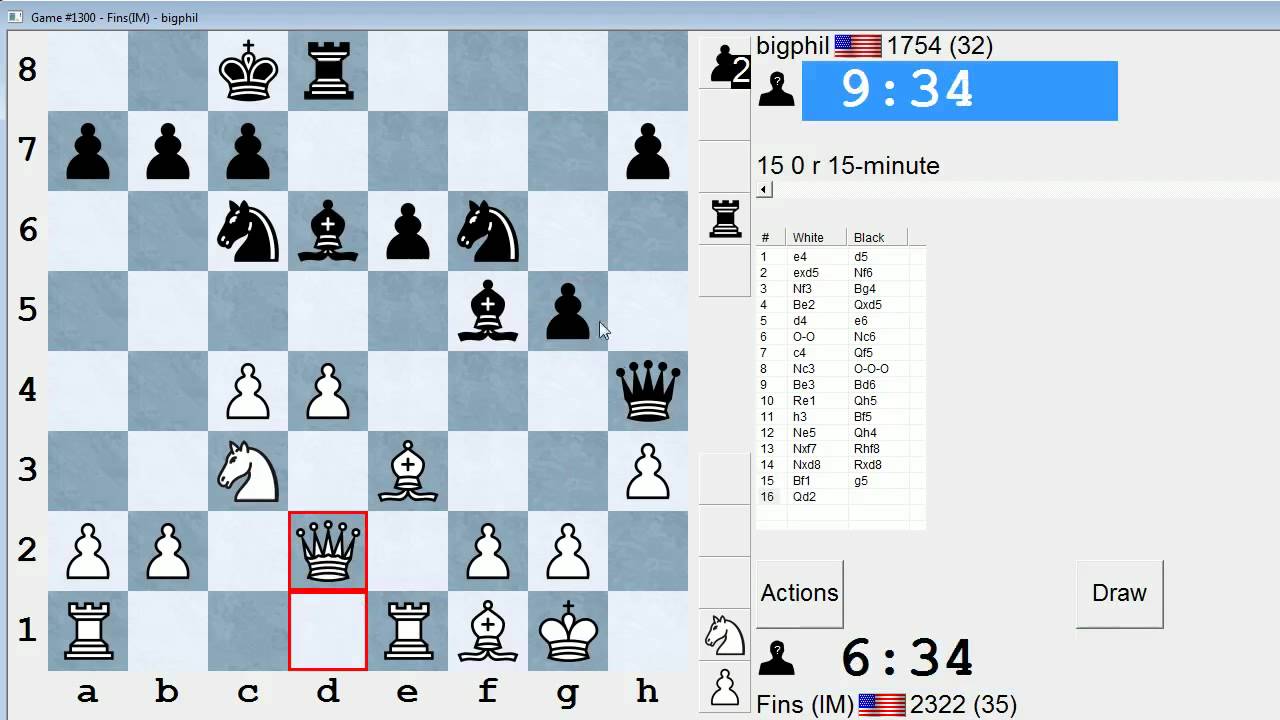 Стандартные шахматы № 92: ММ Бартоломью против Бигфила (Скандинавская защита)