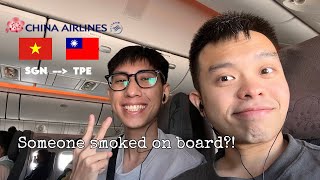 Someone smoked on board - China Airlines Boeing 777-300 ER / Economy Class / HCMC to Taipei