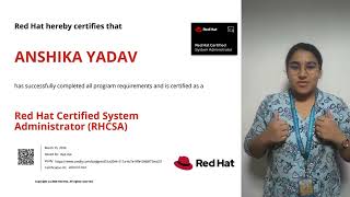 Student Review (Anshika Yadav) - Red Hat RHCSA Certification