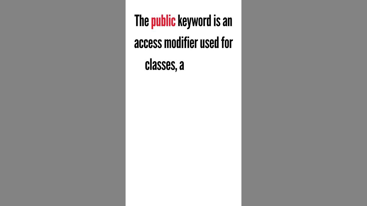 public keyword in java | java programming - YouTube