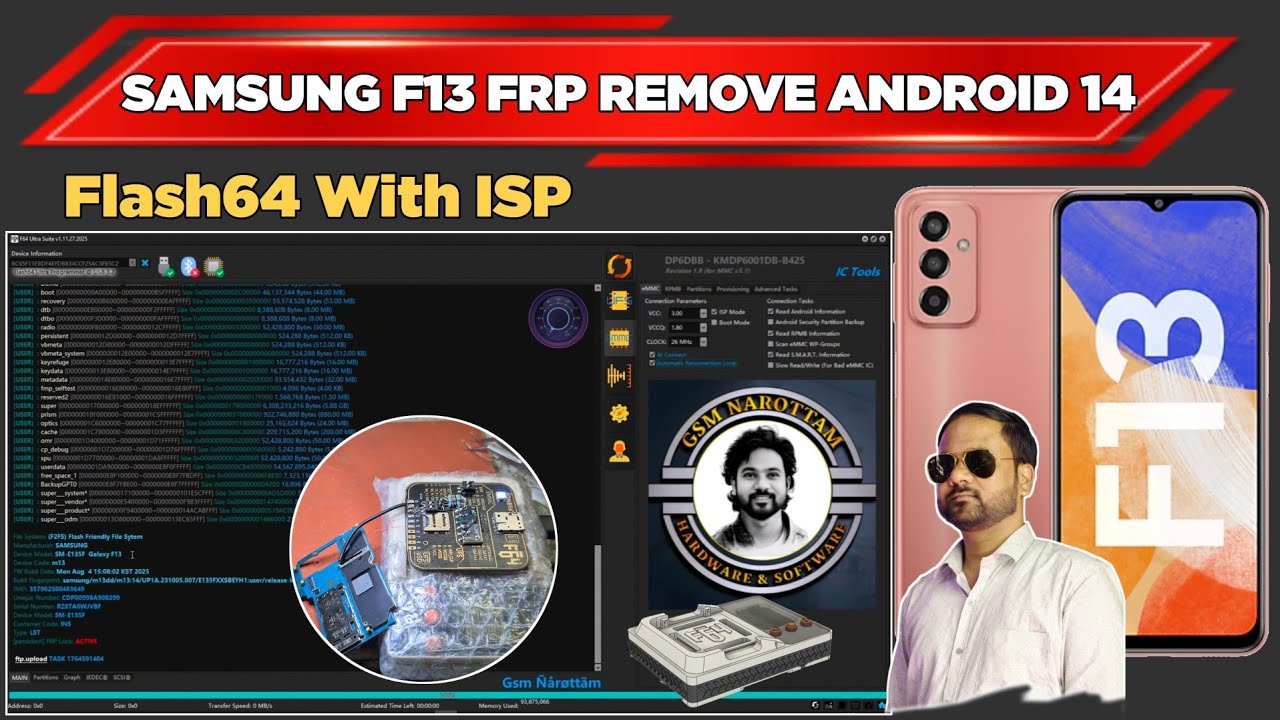 Samsung F13  Android 14/15 Frp Remove Flash64 Box