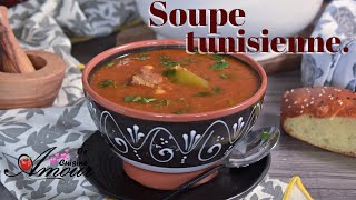 soupe tunisienne, chorba à la semoule d'orge tchicha pour Ramadan