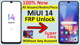 All Xiaomi Redmi MIUI 14 FRP Bypass/Unlock Without Pc | Miui 14 Google Account Remove