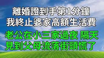 離婚證到手第1分鐘，我終止婆家高額生活費，老公在小三家過夜，隔天見到父母流落街頭慌了。#人生感悟 #故事分享 #生活經驗 #正能量