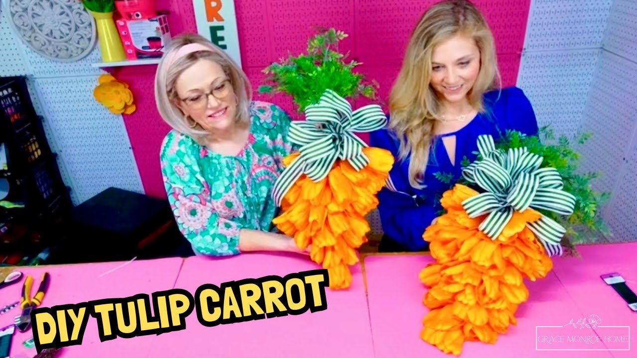 DIY Tulip Carrot Swag 🌷 The CUTEST Spring Door Decor!