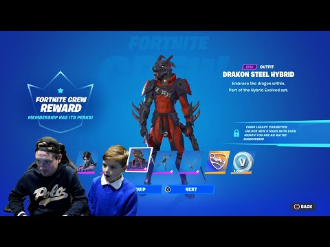 After School Giving My 10 Year old Kid NEW Fortnite Crew Pack Skin DRAKON STEEL HYBRID &amp; Free Vbucks
