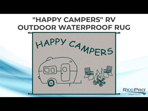 RecPro Happy Campers RV Outdoor Waterproof Rug