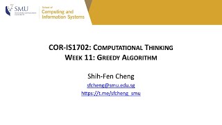 [COR-IS1702] Week 11 - Part 2: Greedy Algorithm
