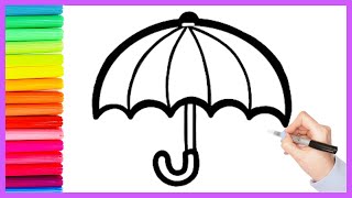 Umbrella Drawing, Painting and Coloring for Kids and Toddlers ☂🌈 | How to Draw a Rainbow Umbrella