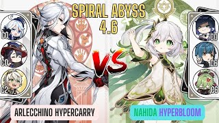 C0 Arlecchino Hypercarry and C0 Nahida Hyperbloom | Spiral Abyss 4.6 Floor 12 9 Stars|Genshin Impact