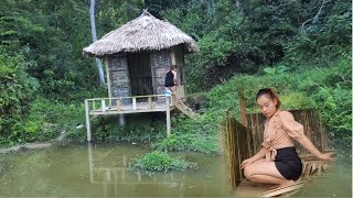 FULLVIDEOS: 20 day the girl camping, build bamboo houses How to install bamboo house design