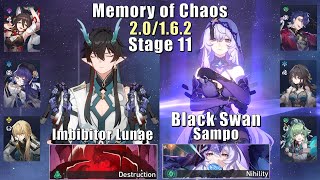 E0 Imbibitor Lunae & E0S1 Black Swan E6 Sampo | Memory of Chaos 11 2.0/1.6.2 3 Stars | Star Rail