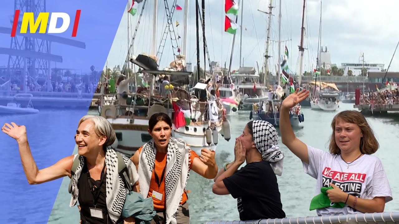 Greta Thunberg y Ada Colau, protagonistas en la Global Sumud Flotilla de Barcelona rumbo a Gaza