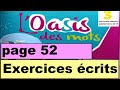 Exercices écrits Page 52 L Oasis Des Mots 3AEP 