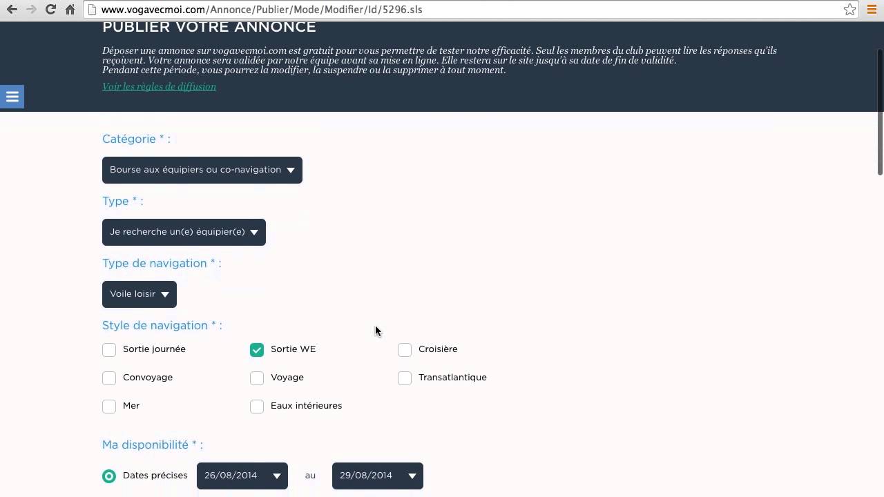 Mettre à jour son annonce pour qu'elle apparaisse sur la cartographie