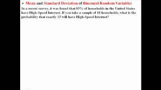 Mean and Standard Deviation of Binomial Random Variables