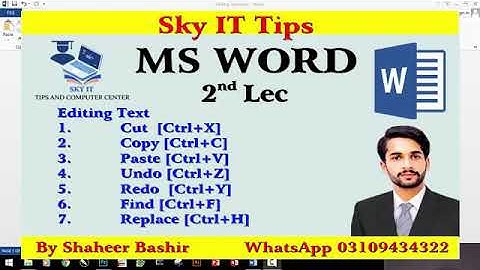 How to cut. Copy. Paste. Undo . redo.. Find and Replace in Ms Word