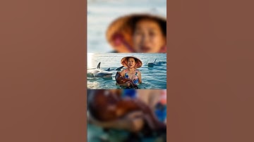 tạo video bằng công nghệ AI VEO 3 | Bà cô tắm biển cùng cá mập khổng lồ và mực khổng lồ |