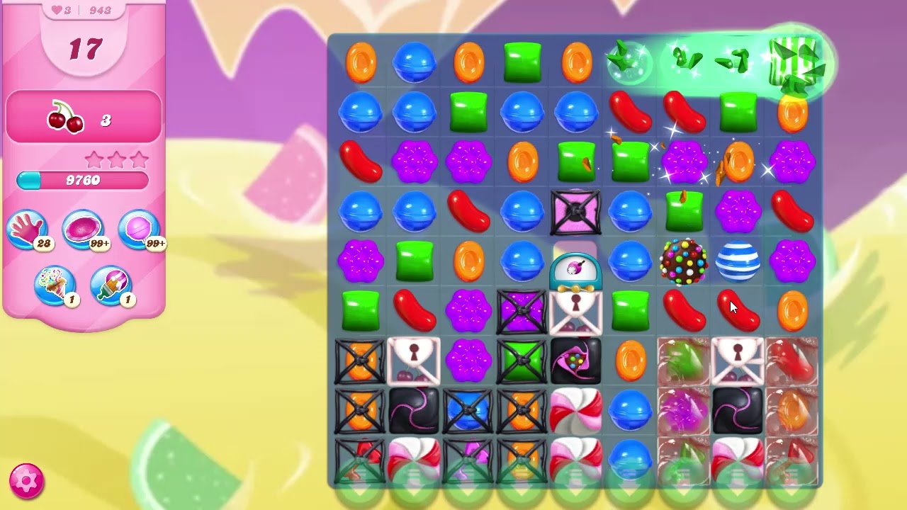 Candy Crush Saga Level 943 NO BOOSTERS