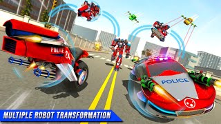 Mobil Polisi Robot Berubah Jadi Motor | Flying Police Robot Car Games : Robot Bike Games screenshot 5