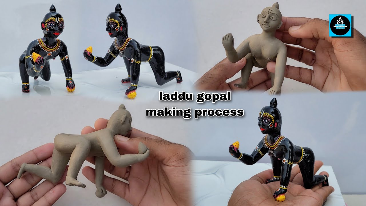 🪷Black मार्बल जैसी लड्डू गोपाल की मूर्ति बनाये मिट्टी से/How to make laddu gopal murti at home