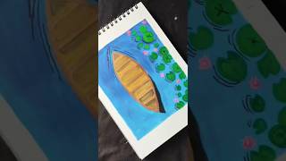 How to Draw a Boat in a Lake | Beautiful Scenery Drawing for Beginners.#Shorts#Drawing#Art challenge