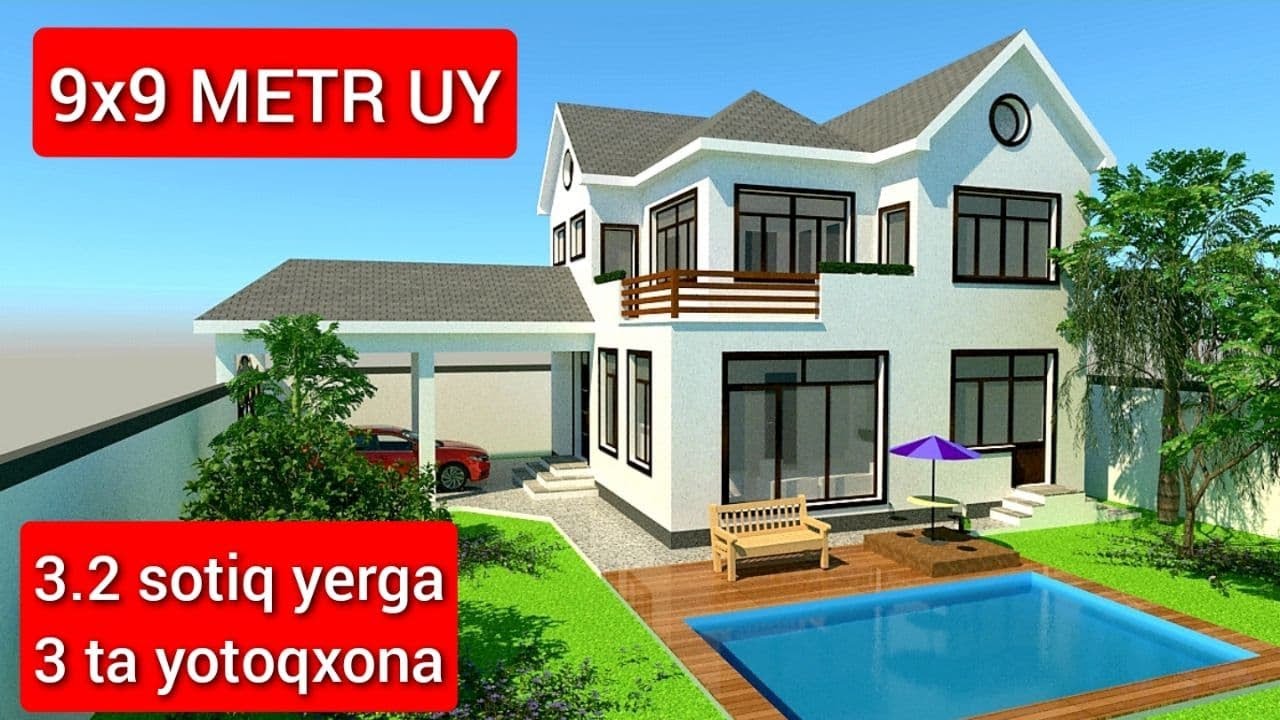 2 QAVATLI ZAMONAVIY UY PROEKTI . 9x9 metrlik uy proekti...Pro7 - YouTube