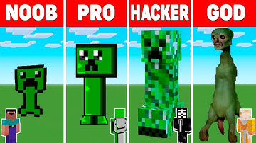 MINECRAFT NOOB vs PRO vs HACKER vs GOD Minecraft Pixel art: Creeper / Animation