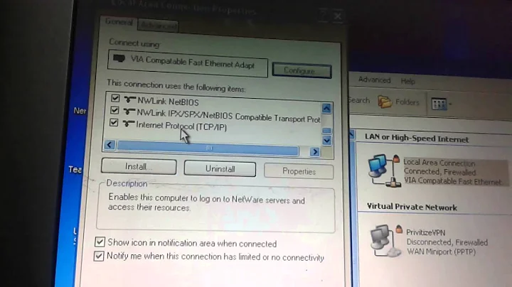 How to connect internet LAN (window xp)