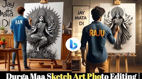 How To Create 3D Ai Durga Maa Sketch Art Photo Editing || Bing image creator tutorial FREE ||Bing Ai